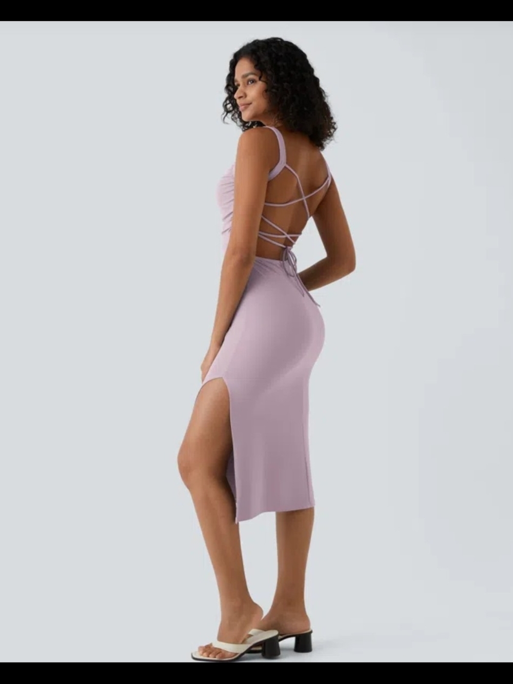 NEW Halara SoftlyZero Airy
Ruched Lace Up Bodycon Midi Dress Size XL